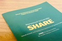 Marywood University SHARE booklet to help educate students regarding Sexual Assault Awareness Response and Education.