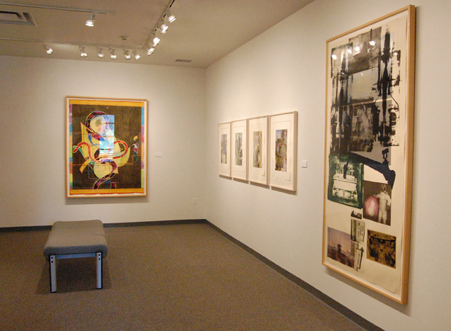 An art exhibit with multiple students artwork