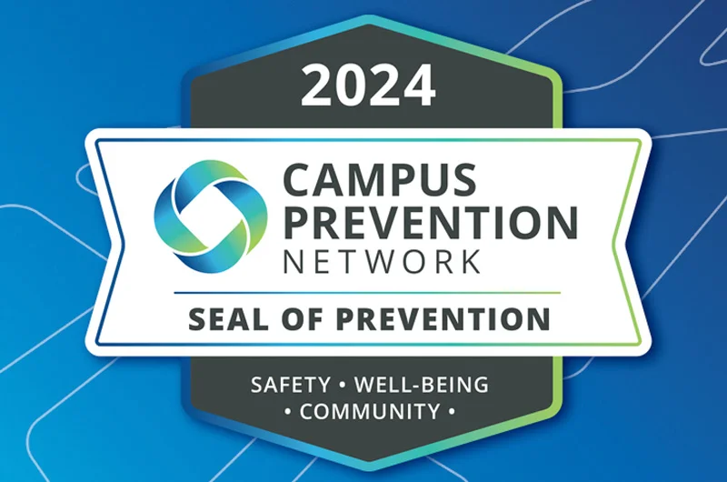 Logo of the 2024 Campus Prevention Network Seal of Prevention on a blue background 2024 Campus Prevention Network Seal of Prevention Recognizes Marywood's Exceptional Commitment to Digital Student Wellness, Safety, & Inclusion Efforts