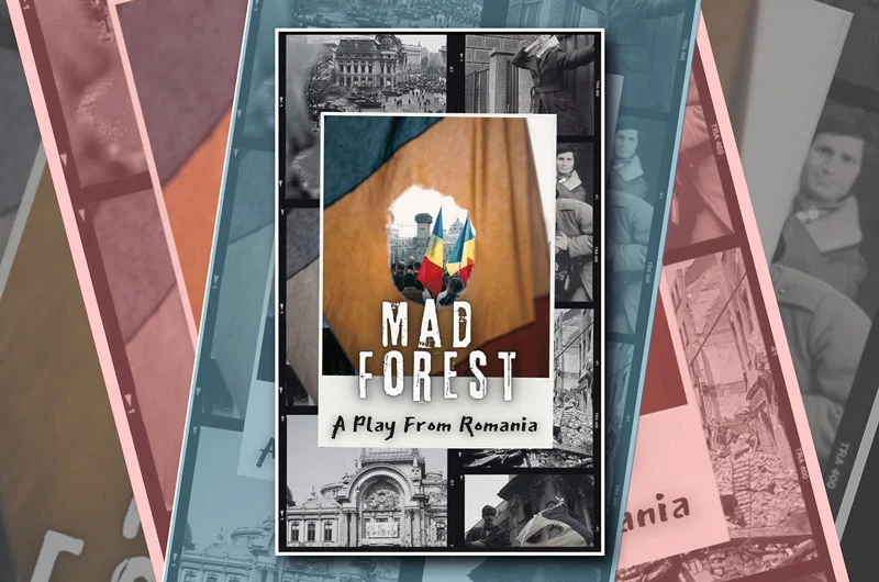 The student-designed playbill poster for Mad Forest is pictured. The play is being held October 3 through 6 at Marywood University. Fall Theatre Production: Mad Forest by Caryl Churchill (Oct. 3-6)