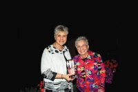 Sister Mary Persico, IHM, presents the 2022 Lead On Award to Sister Gail Cabral, IHM.