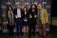 Alexander Jubinski,  Amanda Focht,  and Matt Catanzaro with their awards