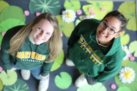 Two Marywood students looking up at the sky Managing Mental Health as a Marywood Student