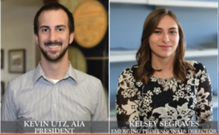 Marywood University alumni Kevin M. Utz, AIA, and Kelsey M. Segraves, Assoc. AIA