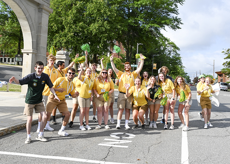 a group photo of students posing for the camera in celebration of Giving Day.